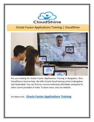 Oracle Fusion Applications Training | CloudShine