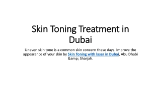 Skin Toning Treatment in Dubai