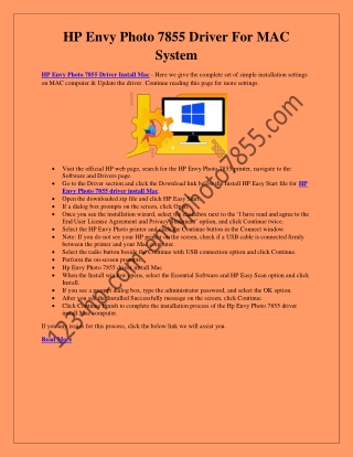 Install MAC Driver On HP Envy Photo 7855 Printer