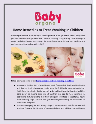 Home Remedies to Treat Vomiting in Children