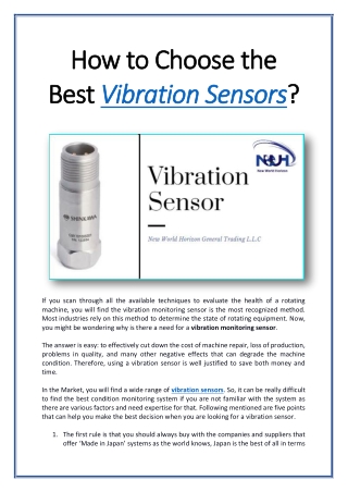 How to Choose the Best Vibration Sensors?