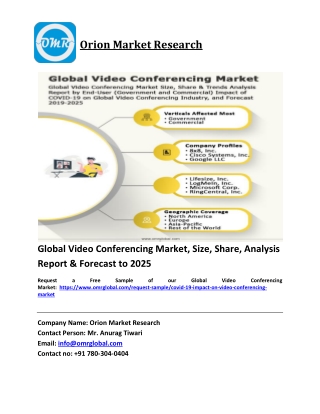 Global Video Conferencing Market Trends, Size, Competitive Analysis and Forecast 2019-2025
