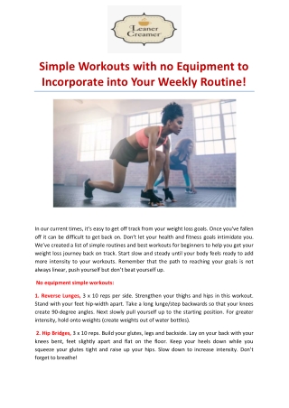 Simple Workouts with no Equipment to Incorporate into Your Weekly Routine!