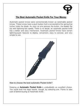 The Best Automatic Pocket Knife For Your Money