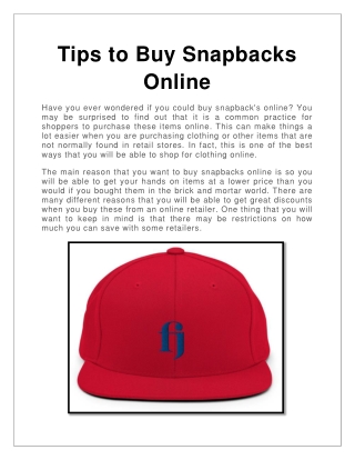 Tips to Buy Snapbacks Online