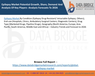 Epilepsy Market Potential Growth, Share, Demand And Analysis Of Key Players- Analysis Forecasts To 2026