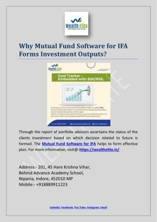 Why Mutual Fund Software for IFA Forms Investment Outputs?