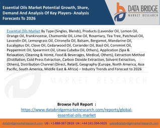 Essential Oils Market Potential Growth, Share, Demand And Analysis Of Key Players- Analysis Forecasts To 2026