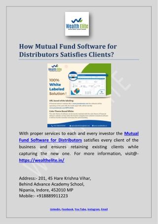 How Mutual Fund Software for Distributors Satisfies Clients?