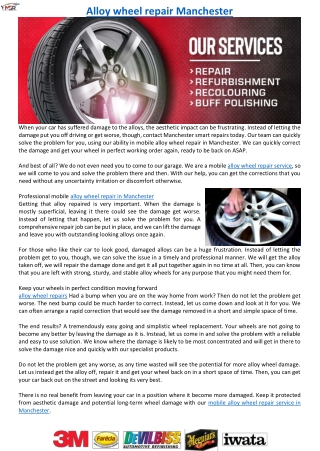 Alloy wheel repair Manchester & Car body repair Manchester