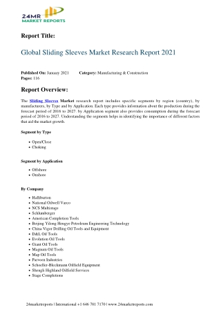 Sliding Sleeves Market Research Report 2021