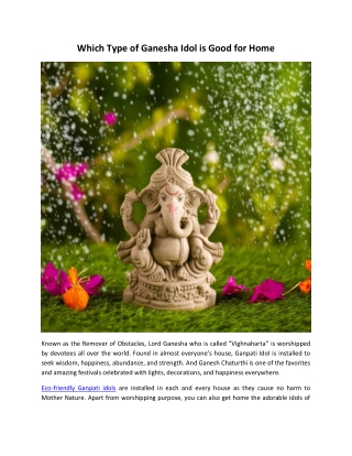 Which Type of Ganesha is Good for Home