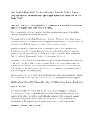 Supplement CeraCare Review