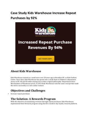 Case Study Kids Warehouse Increase Repeat Purchases by 92%