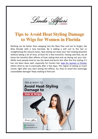 Tips to Avoid Heat Styling Damage to Wigs for Women in Florida