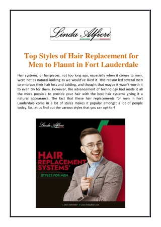 Top Styles of Hair Replacement for Men to Flaunt in Fort Lauderdale