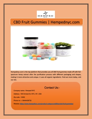 CBD Fruit Gummies | Hempednyc.com