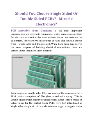 *Should You Choose Single Sided Or Double Sided PCBs - Miracle Electronics*