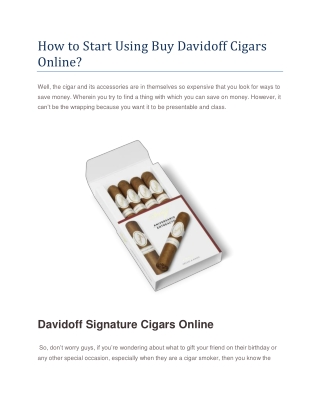 How to Start Using Buy Davidoff Cigars Online?