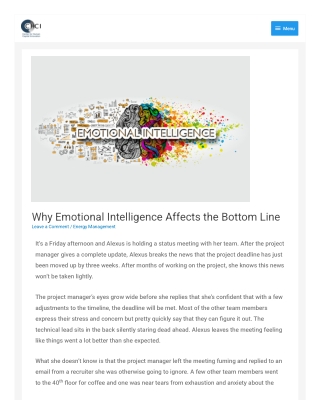 Why Emotional Intelligence Affects the Bottom Line