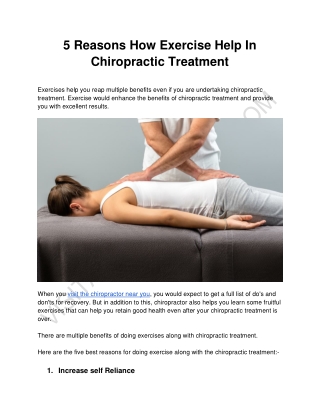 5 Reasons How Exercise Help In Chiropractic Treatment