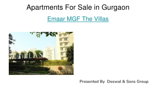 3 BHK Apartments For Sale - Apartments For Sale in Emaar MGF The Villas