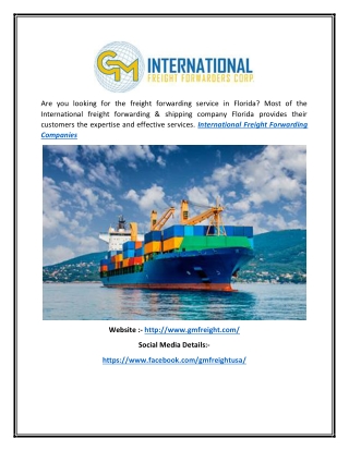 International Freight Forwarding & Shipping Companies in Florida