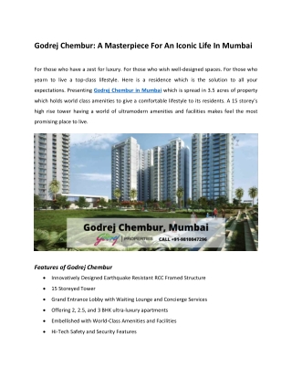 Godrej Chembur Mumbai - A New Residential Landmark