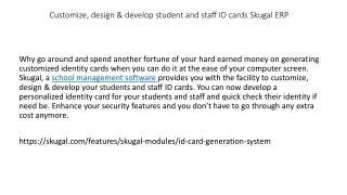 Customize, design & develop student and staff ID cards Skugal ERP