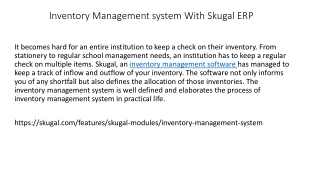 Inventory Management system With Skugal ERP