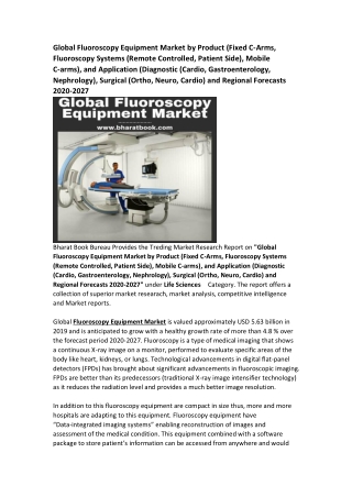 Global Fluoroscopy Equipment Market Research Report Forecast 2027