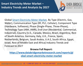 Smart Electricity Meter Market Segmentation, Size, Analysis, Key Players and Forecast 2027