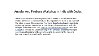 Angular And Firebase Workshop in India with Codex