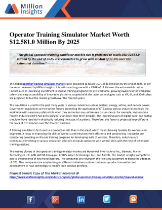 Operator Training Simulator Market Worth $12,581.0 Million By 2025