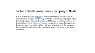 Backend Development service company in Noida