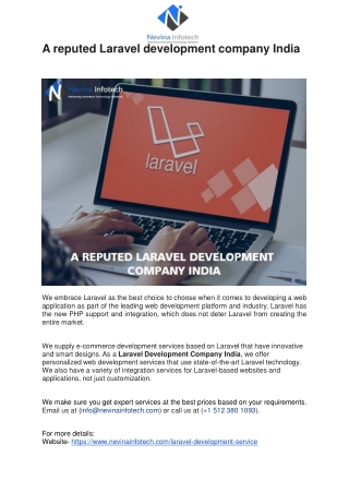 A reputed Laravel development company India