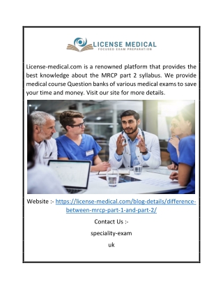 MRCP Part 2 Syllabus | License-medical.com