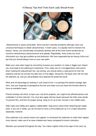 BeautyTipsAndTricksEachLadyShouldKnow