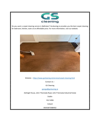 Carpet Cleaning Services Ballinteer | Gscleaning.ie