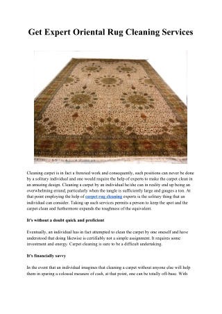 Get Expert Oriental Rug Cleaning Services