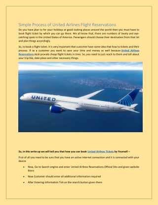 Easy Process of United Airlines Flight Reservations