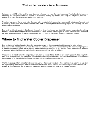 Finding out about a Water Cooler Dispenser