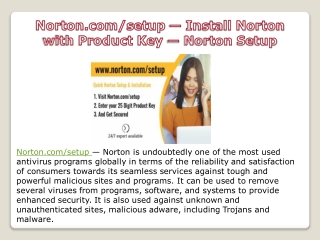 Norton.com/setup – Enter Product key - WWW.norton.com/setup