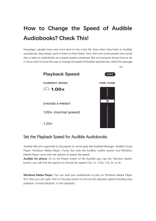 How to Change the Speed of Audible Audiobooks? Check This!