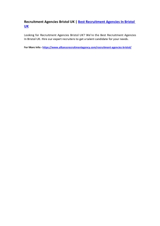 Recruitment Agencies Bristol UK | Best Recruitment Agencies In Bristol UK
