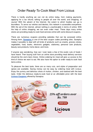 Order Ready-To-Cook Meat From Licious