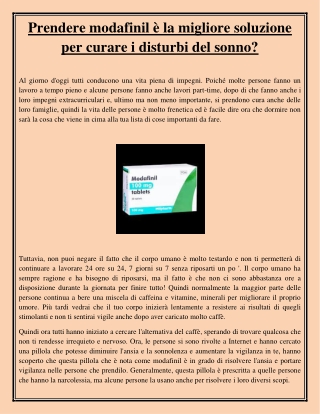 Prendere modafinil è la migliore soluzione per curare i disturbi del sonno?