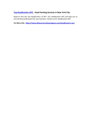 Top Headhunters NYC - Head Hunting Services in New York City