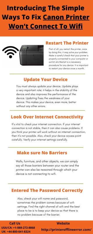 Solution To Fix Canon Printer Not Connecting To Wifi Error | Call  1-888-272-8868