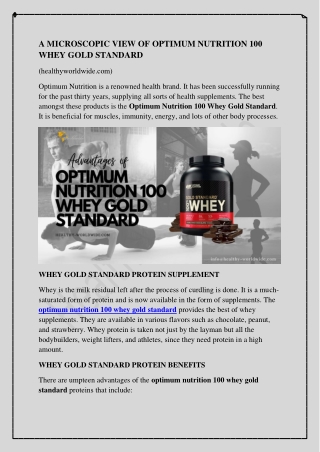 A MICROSCOPIC VIEW OF OPTIMUM NUTRITION 100 WHEY GOLD STANDARD